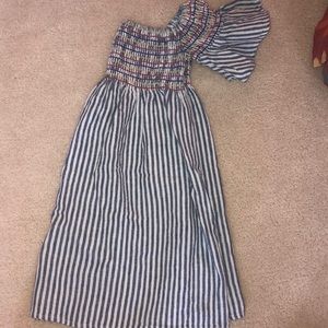 Cat and Jack linen blue and white striped dress